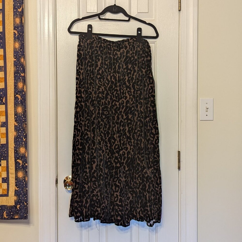 Chico's Leopard Print Maxi Skirt Size 1 (equivalent to size 8) - Black/Brown
